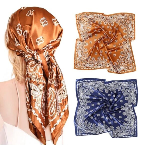 2 piece silky scarf set main image 2